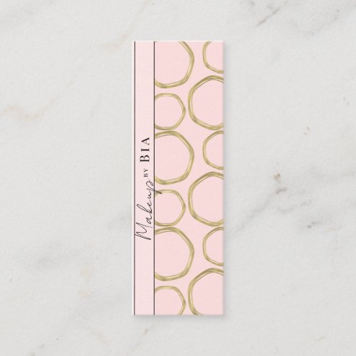 Pink  Gold Modern Glam Elegant Circles Mini Business Card