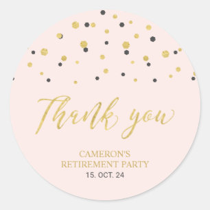 Pink & Gold   Modern Retirement Favor Thank you Classic Round Sticker