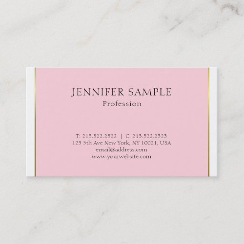 Pink Gold Modern Sophisticated Plain Trendy Luxury Business Card