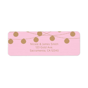 Pink & Gold Modern String Lights Chic Invitation Label