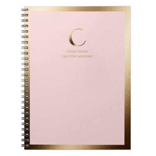 Pink Gold Monogram Framed Notebook