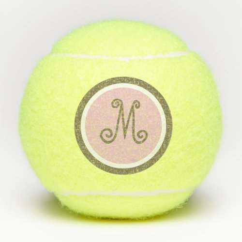 Pink Gold Monogrammed Hand Lettering Tennis Balls