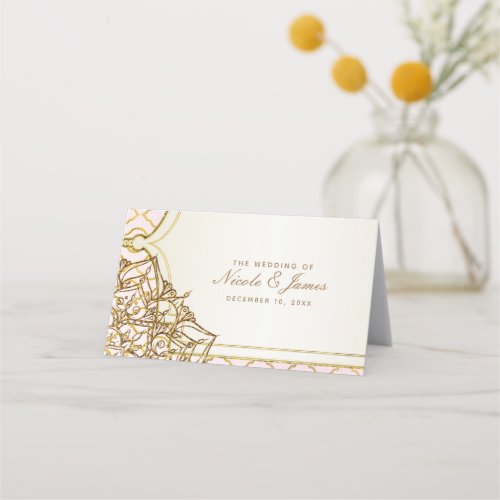 Pink  Gold Moroccan Arabian Nights Table Number Place Card
