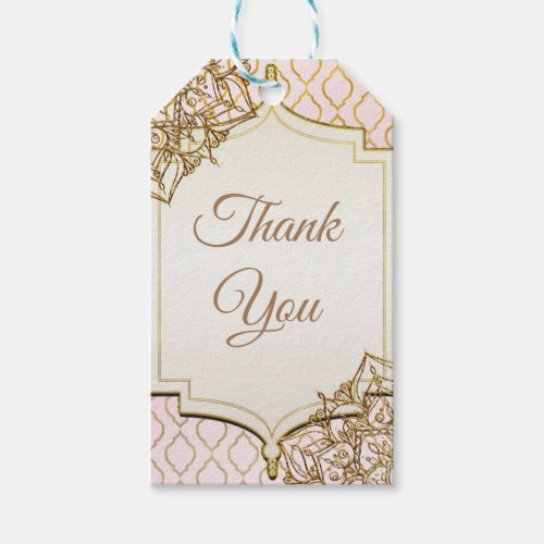 Pink  Gold Moroccan Arabian Nights Wedding Favor Gift Tags