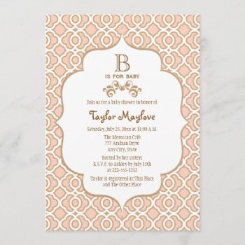 Pink Gold Moroccan Baby Girl Shower Invitations by OccasionInvitations at Zazzle