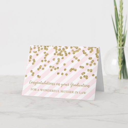 Pink Gold Mother in Law Congratulations Graduation Card