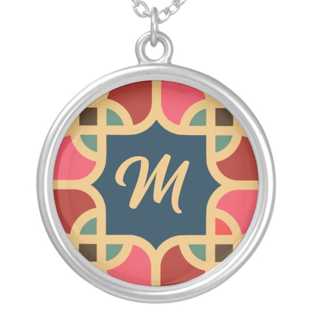 Pink Gold Motif | Custom monogram Necklace Gift (Front)