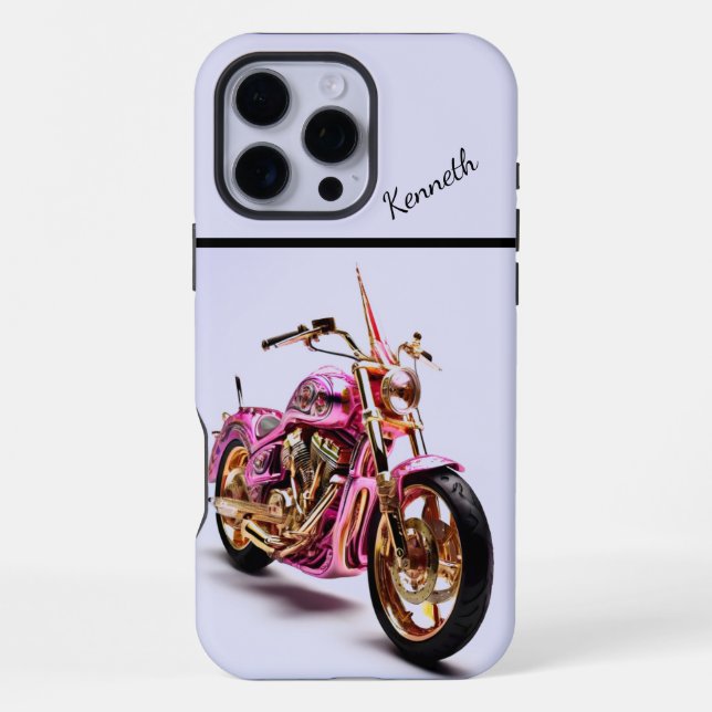 Pink & Gold Motorcycle Iphone Case (Back)