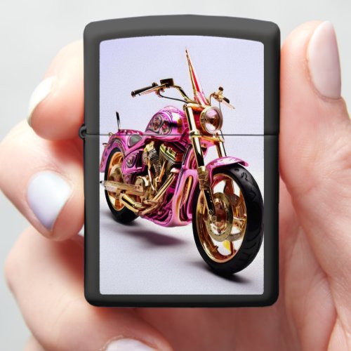 Pink  Gold Motorcycle Zippo Lighter