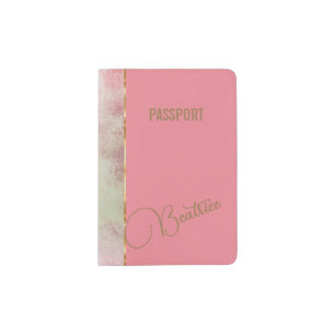 Pink & Gold + Name or Monogram   Passport Holder