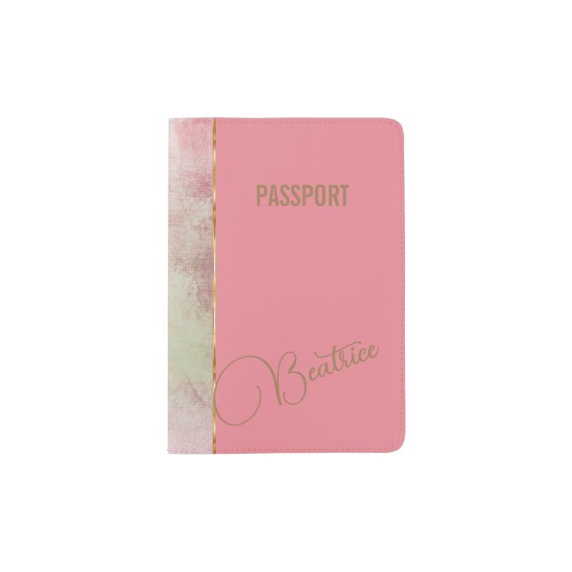 Pink & Gold + Name or Monogram   Passport Holder (Front)