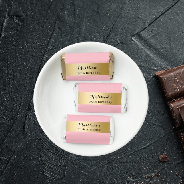 Pink gold name script modern minimalist hershey's miniatures (Creator Uploaded)