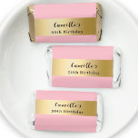 Pink gold name script modern minimalist hershey's miniatures<br><div class="desc">A classic pink background,  decorated with a faux gold frame.  Personalize and add your name and age. The name is written with a stylish hand lettered style script.  For both him and her.</div>