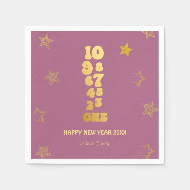 Pink Gold New Years Eve Party  Napkins (Front)