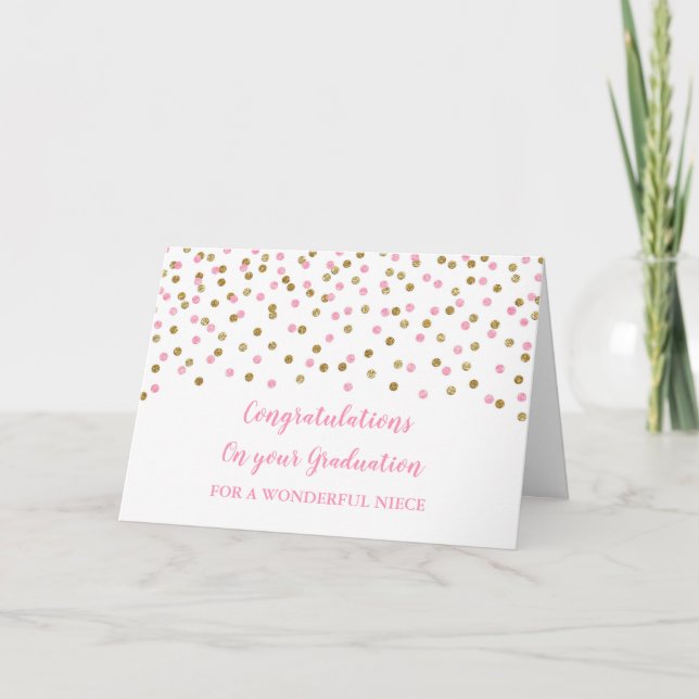 Pink Gold Niece Congratulations Graduation Card (Front)