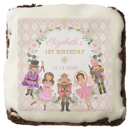 Pink Gold Nutcracker Floral Birthday Party Favors Brownie