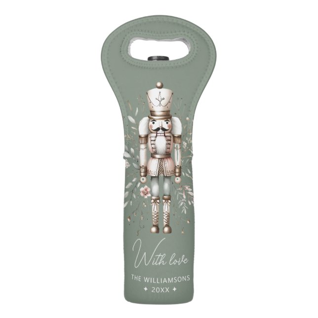 Pink & Gold Nutcracker Neoprene Wine Tote Bag (Front)