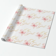 Pink & Gold “Oh Girl” Gold Typography Baby Shower