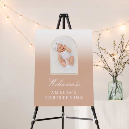 Pink Gold Ombre Photo Arch Christening Welcome  Foam Board