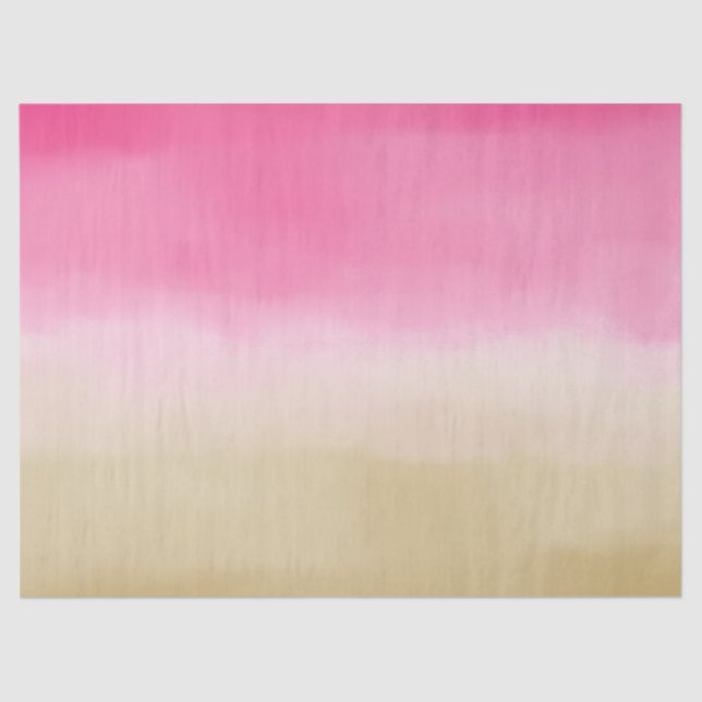 Pink Gold Ombre Watercolor Birthday Tissue Paper (Front)