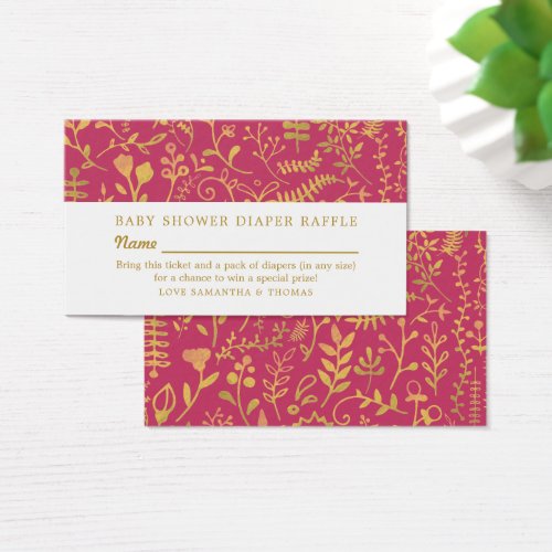 Pink  Gold Oriental Floral Diaper Raffle Ticket