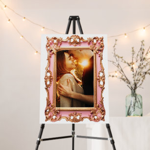 Pink Gold Ornate Engagement Wedding Photo Frame Foam Board