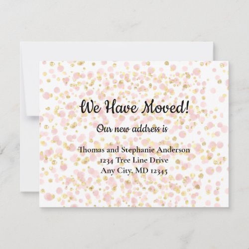 Pink Gold Overlay Moving Announcement Card