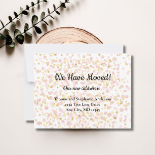 Pink Gold Overlay Moving Announcement Card
