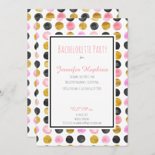 Pink & Gold Paint Polka Dots Party Invitations