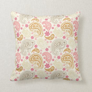 Pink & Gold Paisley Pillow by HannahMaria at Zazzle
