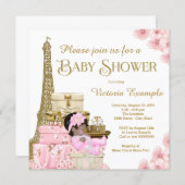 Pink Gold Paris Ethnic Girl Baby Shower Invitation (Front/Back)