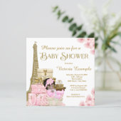 Pink Gold Paris Ethnic Girl Baby Shower Invitation (Standing Front)