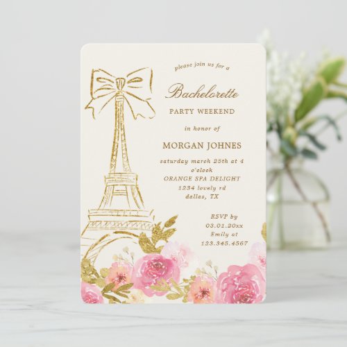 Pink Gold Parisian Chic Bachelorette Party