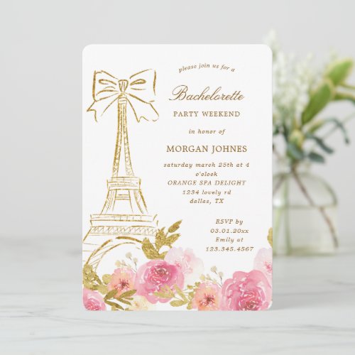 Pink Gold Parisian Chic Bachelorette Party
