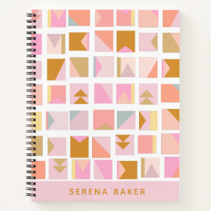Pink Gold Pastel Colors Geometric Personalized Notebook