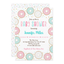 Pink Gold Pastel Donut Baby Shower Invitation