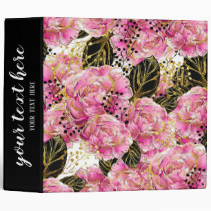 Pink gold peonies 3 ring binder