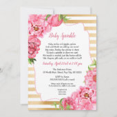 Pink Gold Peonies Baby Sprinkle Invitations (Front)