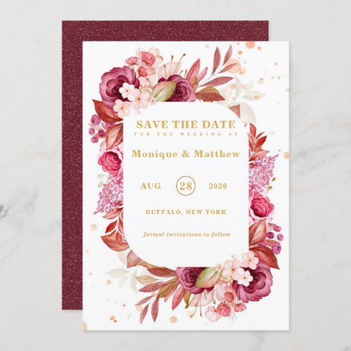 Pink Gold Peonies Wedding Save The Date Cards