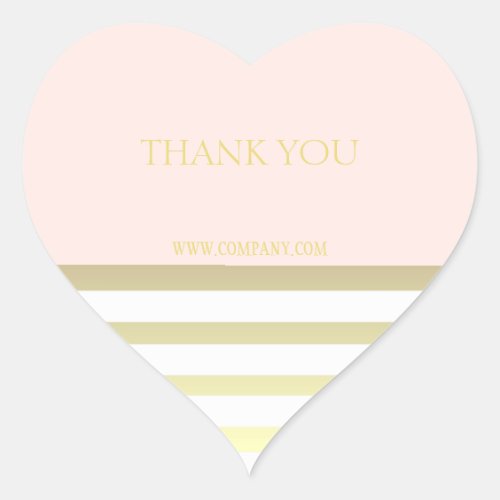 Pink  Gold Personal or Business Thank You Heart Sticker