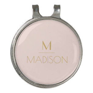 Pink & Gold Personalized Monogram Name Golf Hat Clip