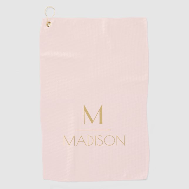 Pink & Gold Personalized Monogram | Name Golf Towel (Front)