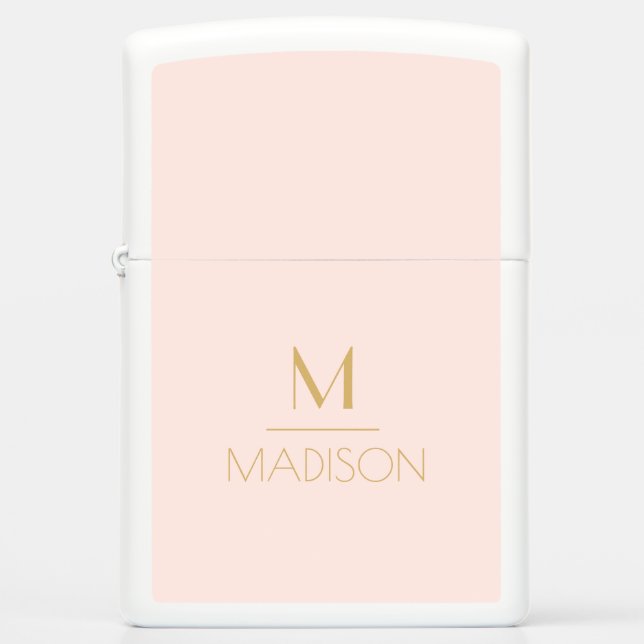 Pink & Gold Personalized Monogram | Name   Zippo Lighter (Front)