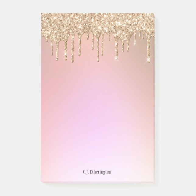 Pink Gold Personalized Post-it Notes (Front)