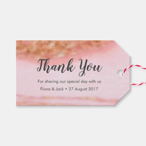 Pink gold personalized Thank You Favor tags