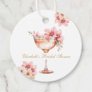 Pink Gold Petals and Prosecco Cocktail Favor Tags
