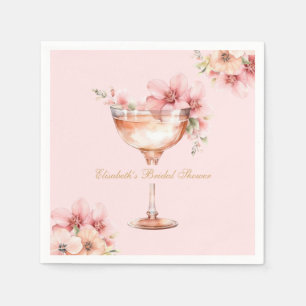 Pink Gold Petals and Prosecco Cocktail Napkins