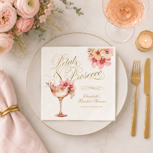 Pink Gold Petals and Prosecco Cocktail Napkins