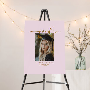 Pink & Gold Photo Graduation Guest Signature Foam Board