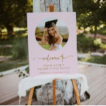 Pink &amp; Gold Photo Graduation Welcome Sign at Zazzle